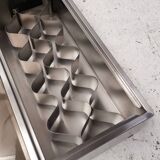 Square stainless steel and glass coffee table, 1970