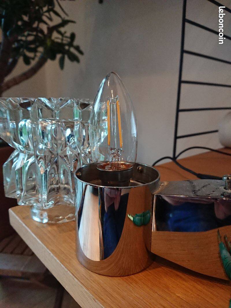 Chrome wall light and glass