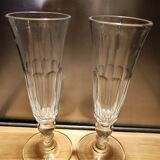 2 flûtes à champagne à pans coupés, fin 19è