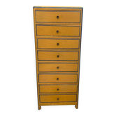 French Vintage Yellow Painted Cabinet, mid-century