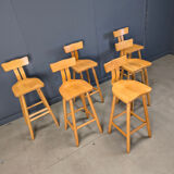 Brutalist 1960s bar stools, set of 6.