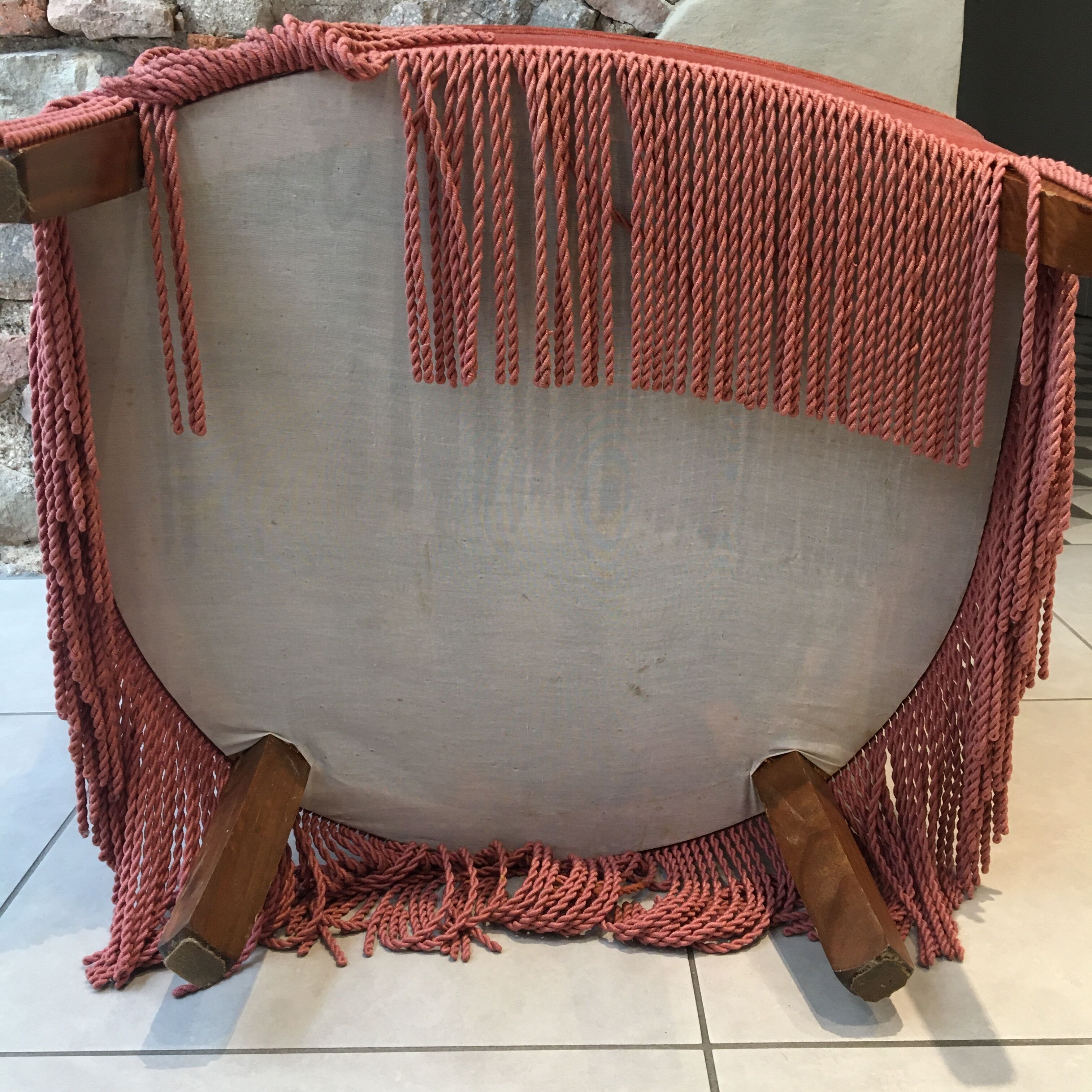 Fauteuil crapaud velours rose framboise