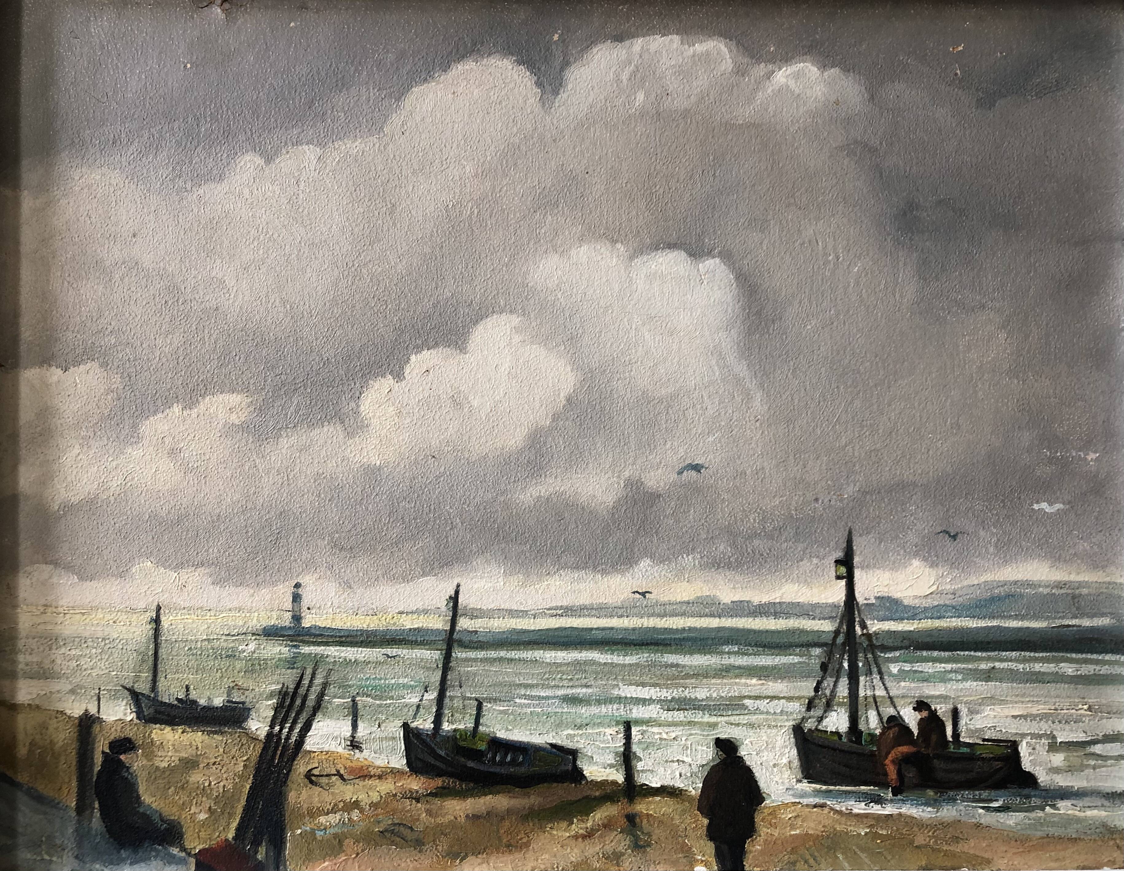 Framed and signed marine painting