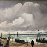 Framed and signed marine painting