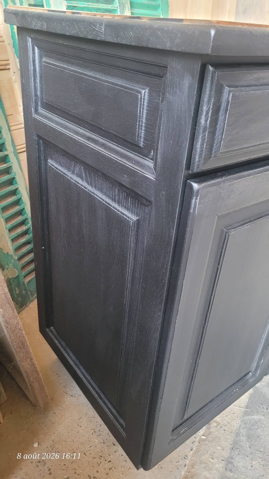 Large wooden and black sideboard