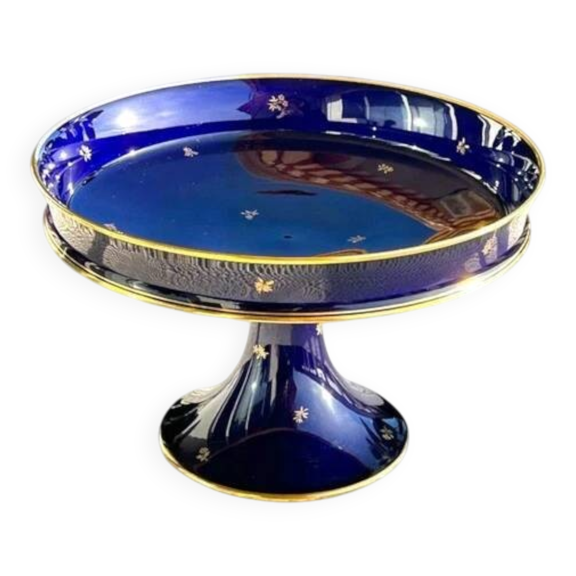 Sèvres Blue Cobalt and Gold Fruit Bowl Porcelain, Napoleon III Style