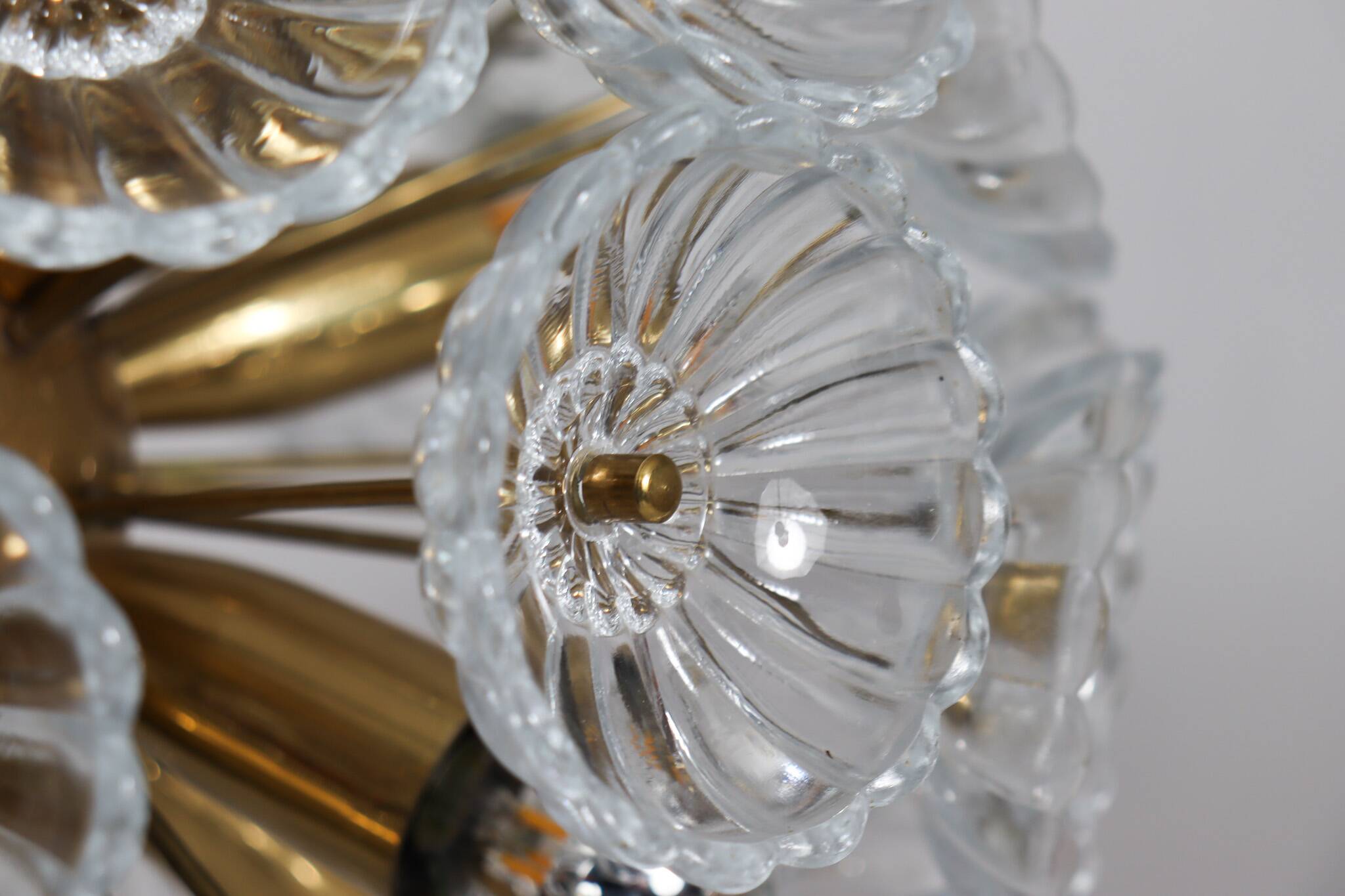 Space Age Sputnik ceiling chandelier/ceiling lamp with crystal flowers, Germany, 1970s