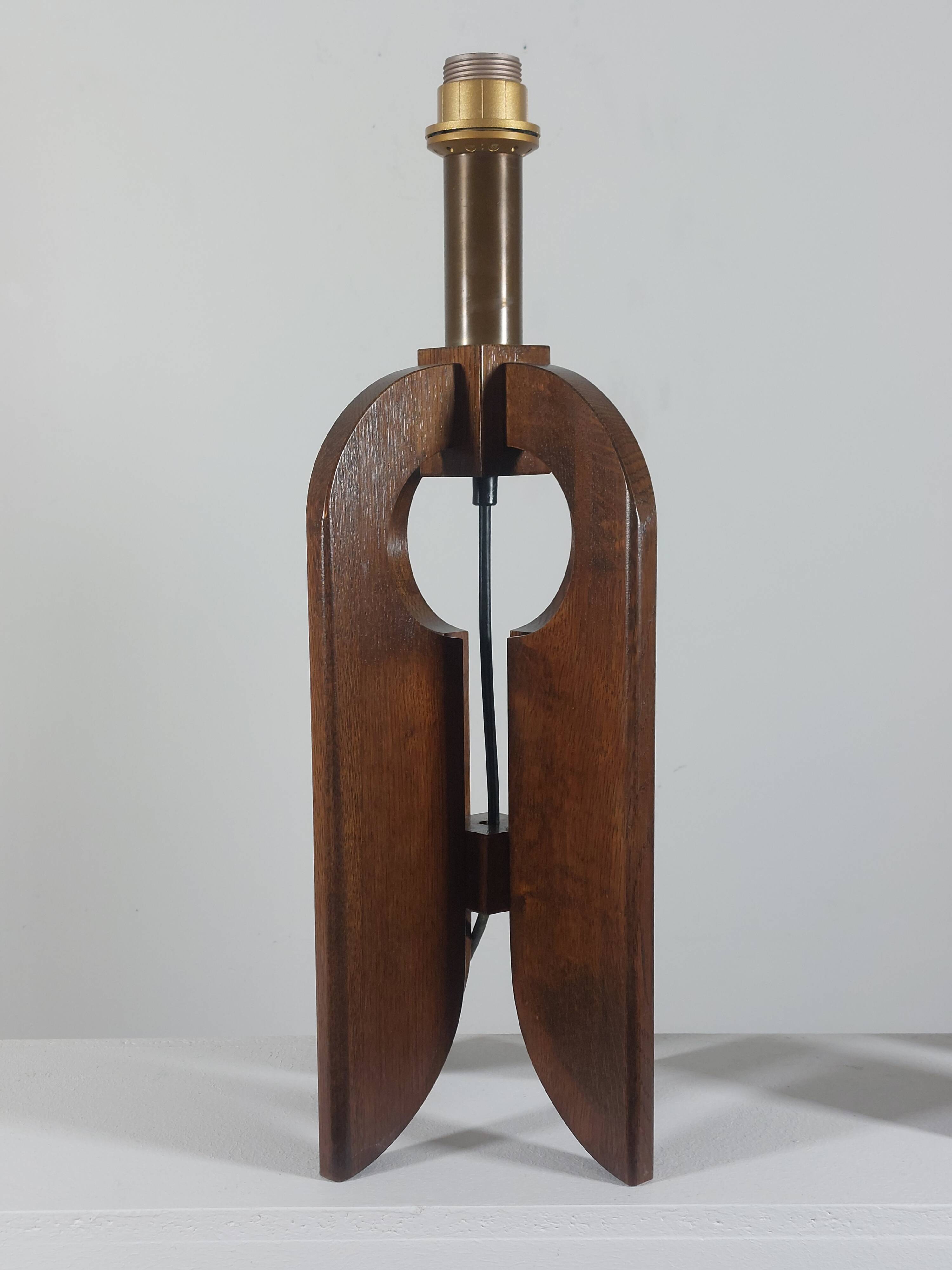 Very rare vintage pair of wooden table lamps by Temde