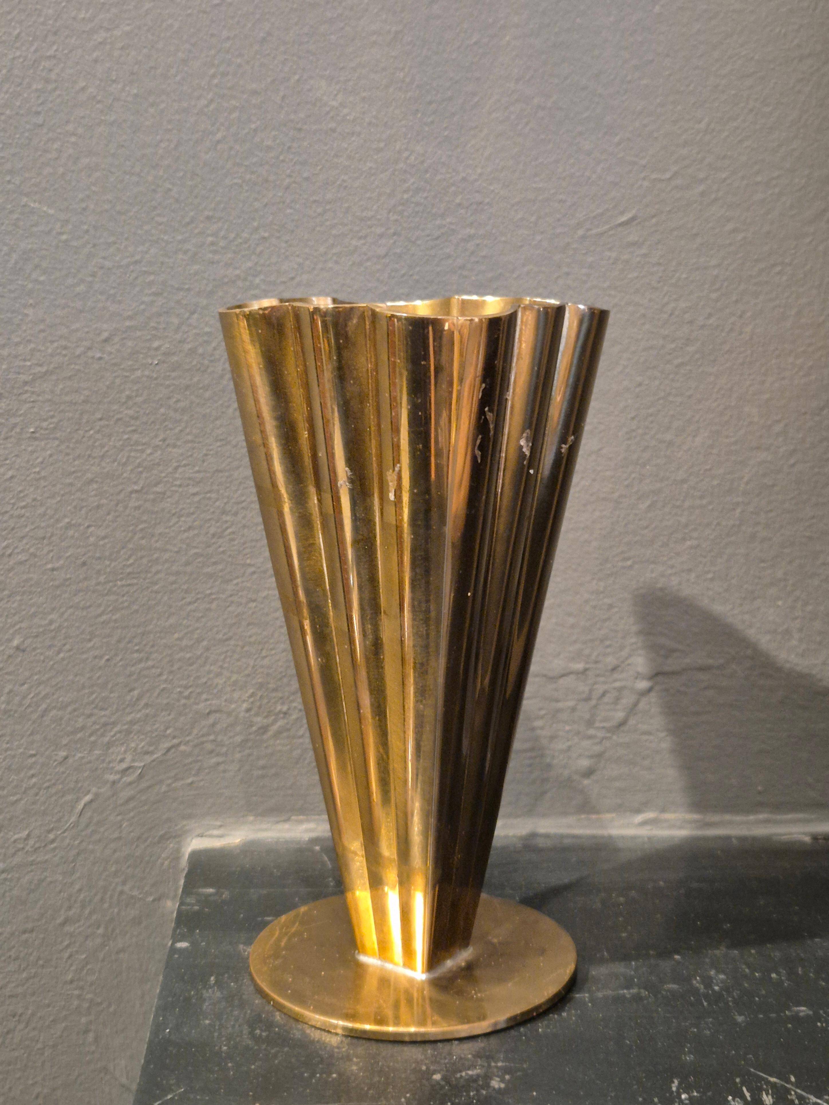 Ystad Metall, brass vase model 5317-77, modern Scandinavian / mid-20th century
