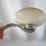 Art Deco suspension, 4-light chandelier with opaline globe, ceiling lamp.