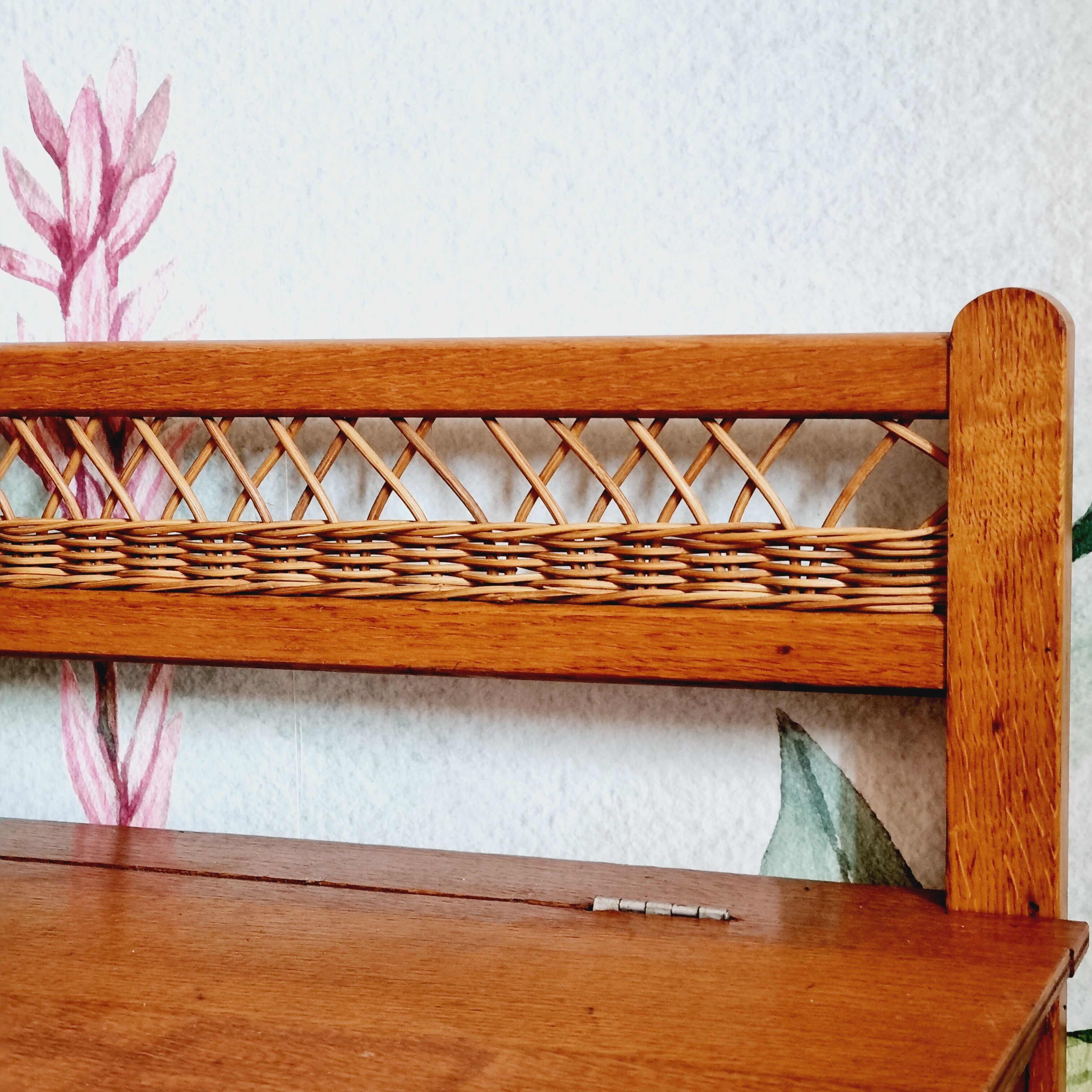 Bench chest veneer oak and rattan