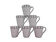 6 blue and red Basque mugs in porcelain