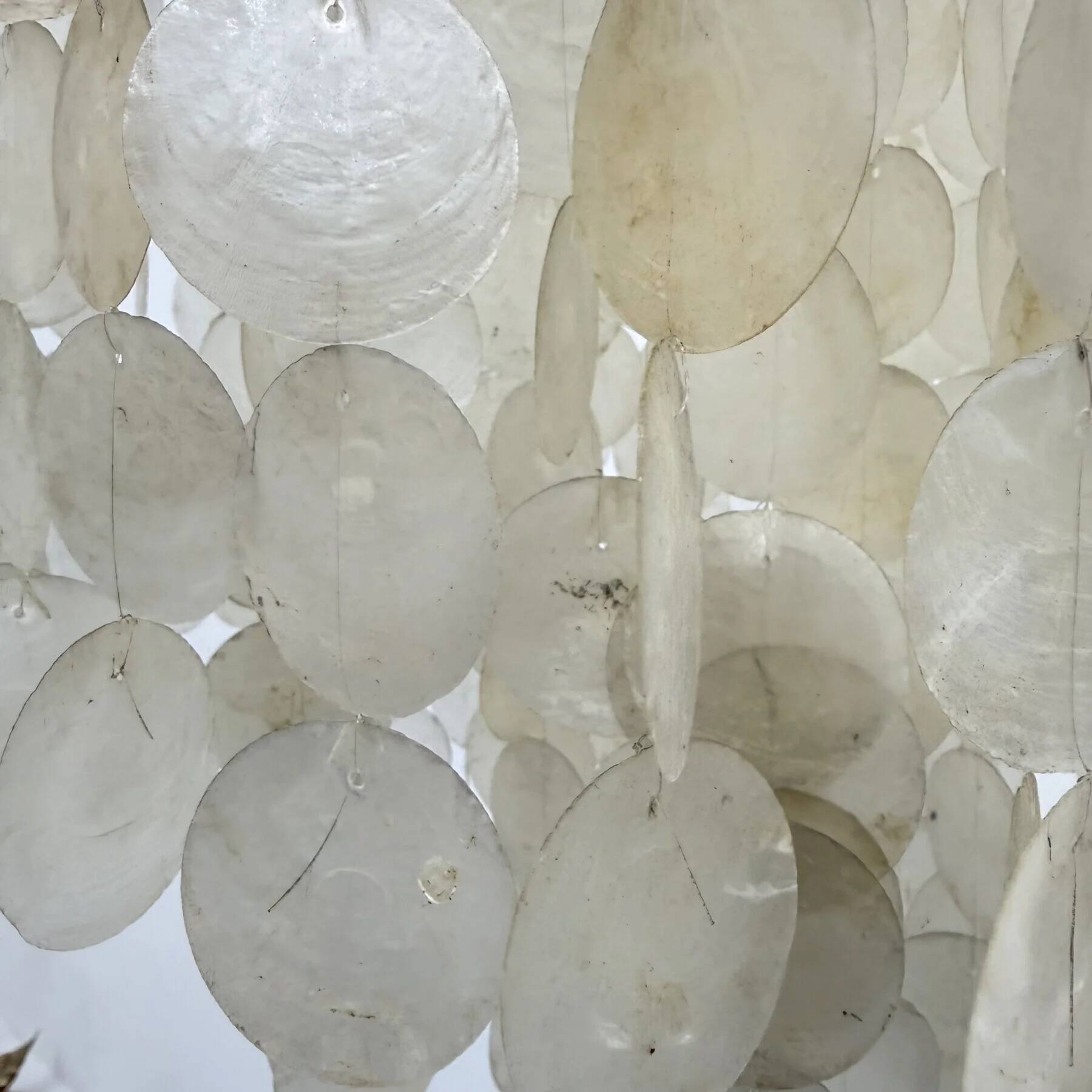 Mid-century mother of pearl Capiz shell Verner Panton style hanging lamp, 1970s