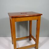 Vintage handmade workshop stool with handle, Belgium 1960