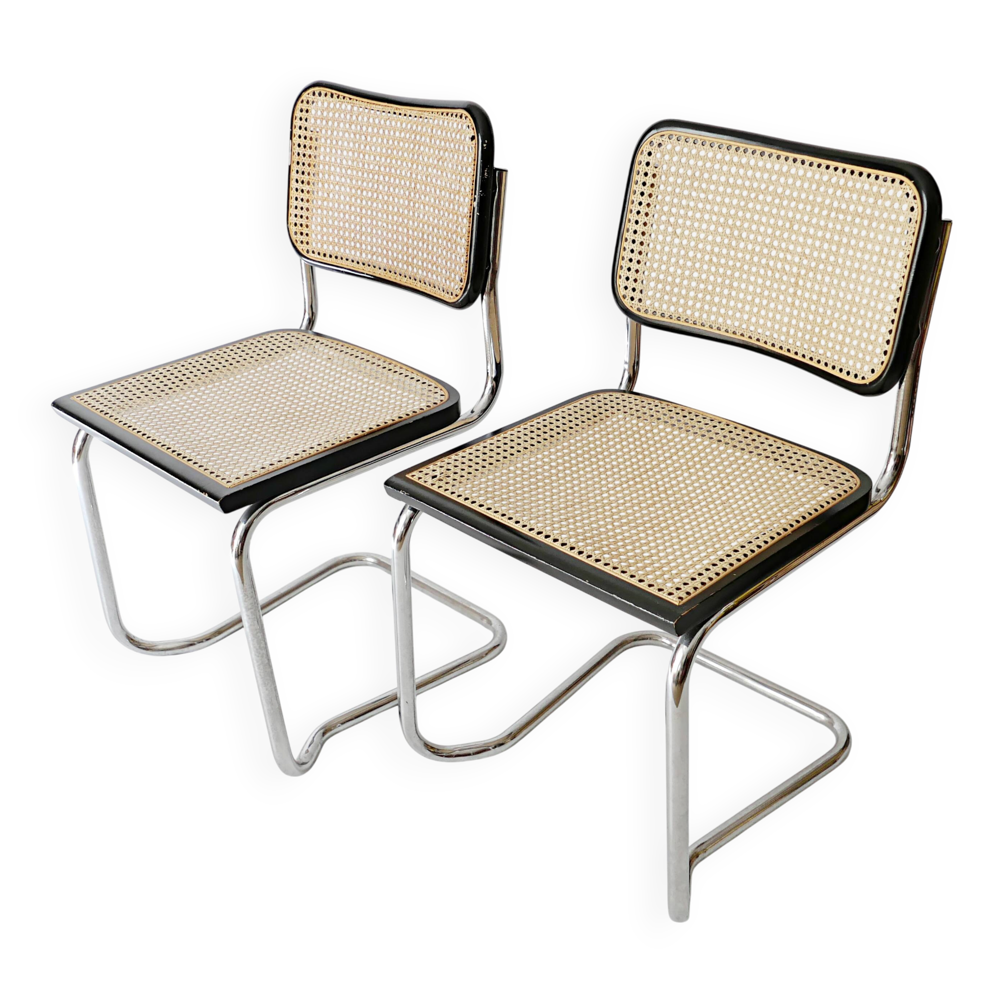 pair of Cesca chairs by Marcel Breuer 1960s 1970s in vintage cane
