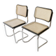 pair of Cesca chairs by Marcel Breuer 1960s 1970s in vintage cane