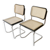 pair of Cesca chairs by Marcel Breuer 1960s 1970s in vintage cane