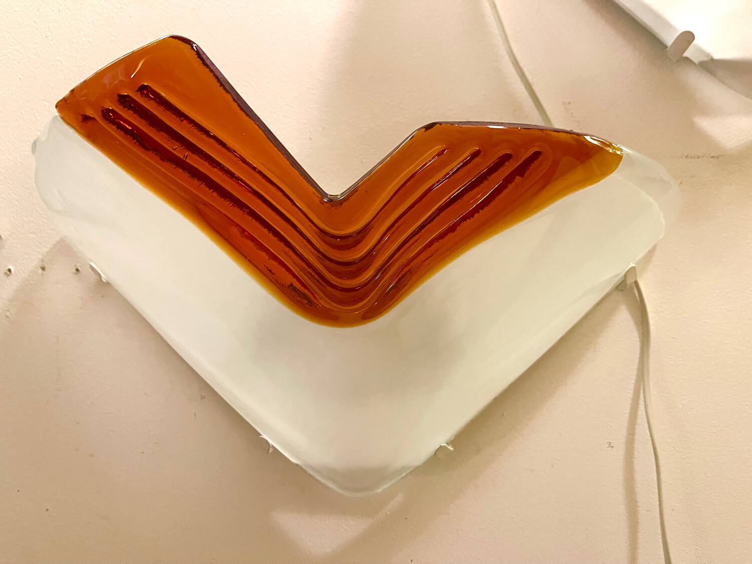 La Murina pair of two-tone Murano glass sconces, Italy 1980