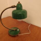 Vintage Scandinavian Art Deco desk lamp from the 40s, golden brass, retro, moon shape, swan neck
