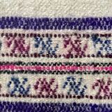 Soft carpet in natural white wool with colorful stripes Romanian carpet woven by hand 227x134cm