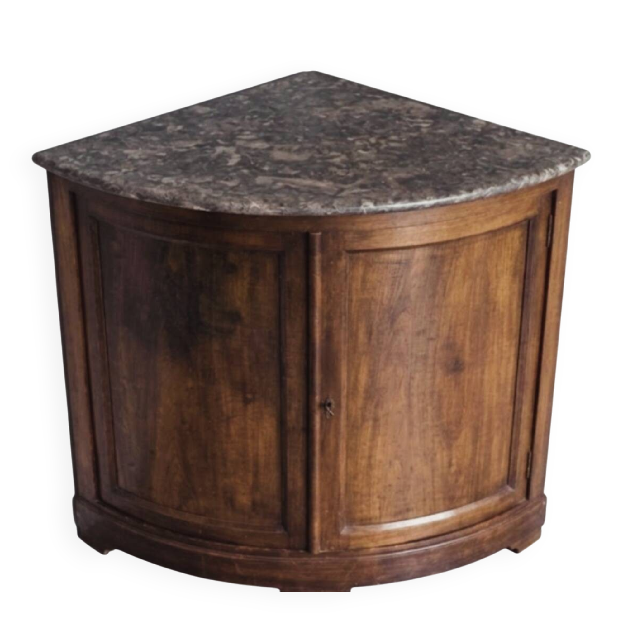 Rare Low Corner Cabinet from the Louis-Philippe Period – 19th Century – Marble Top