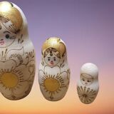 Pyrographed matryoshka Russian doll