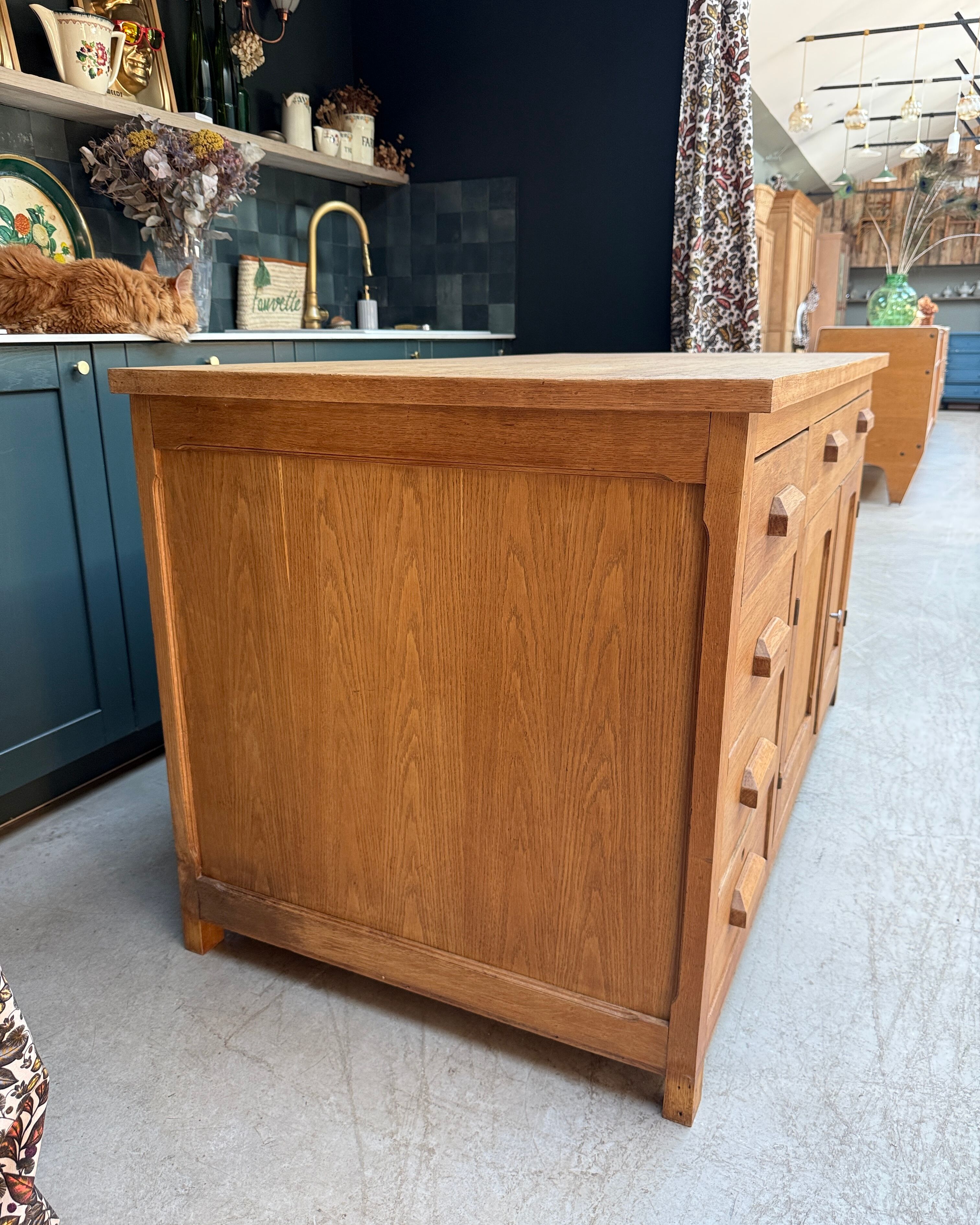 Renovated oak workbench island