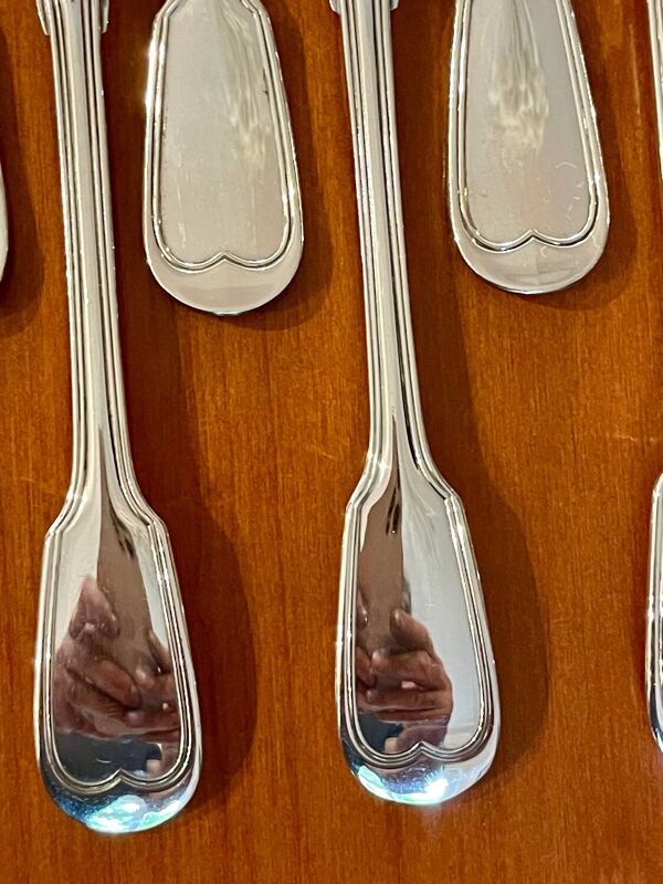 Christofle Chinon 12 fourchettes à gâteau et 1 pelle à tarte état neuf