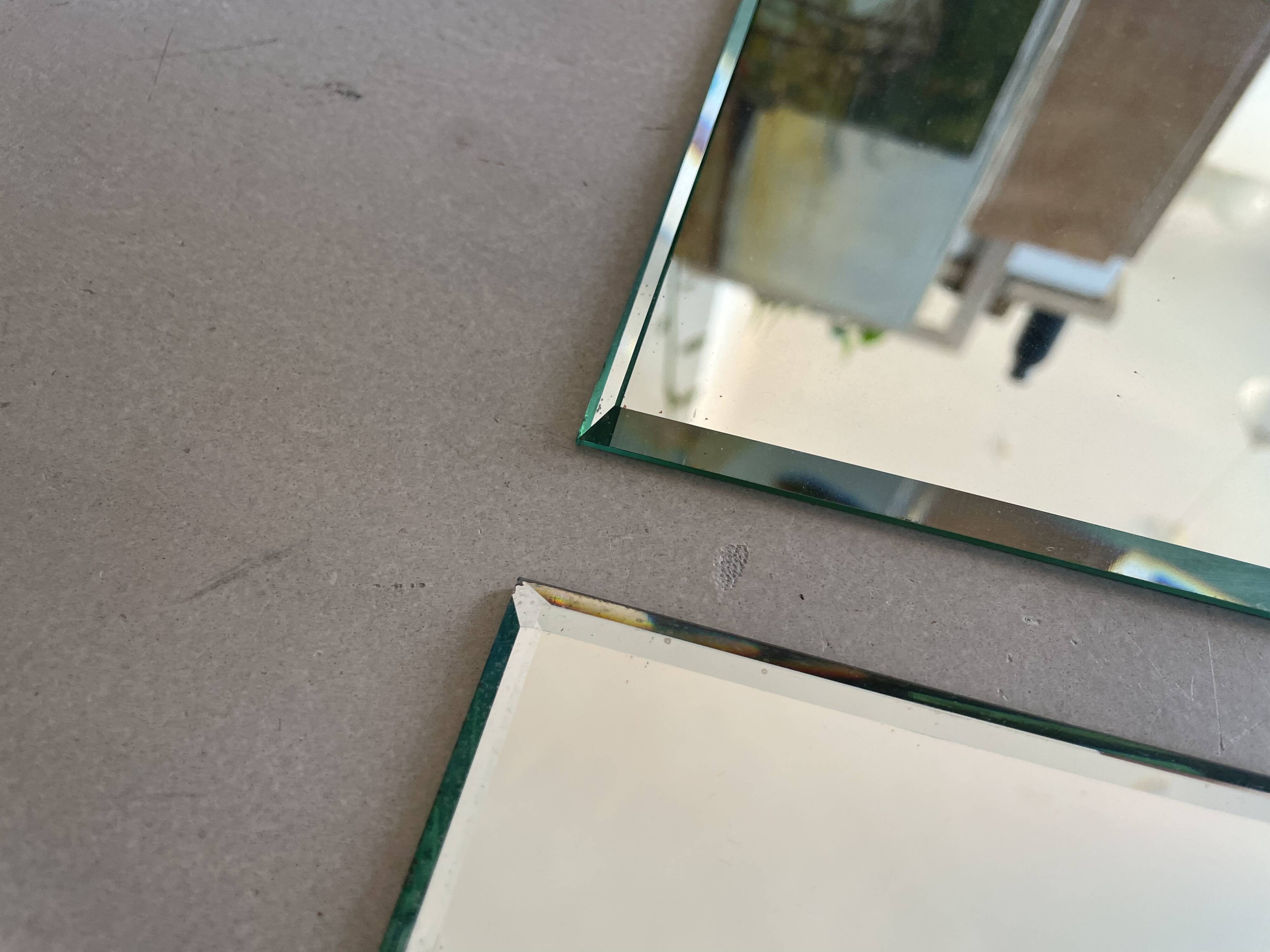 Set of 2 antique beveled mirrors 30x40cm