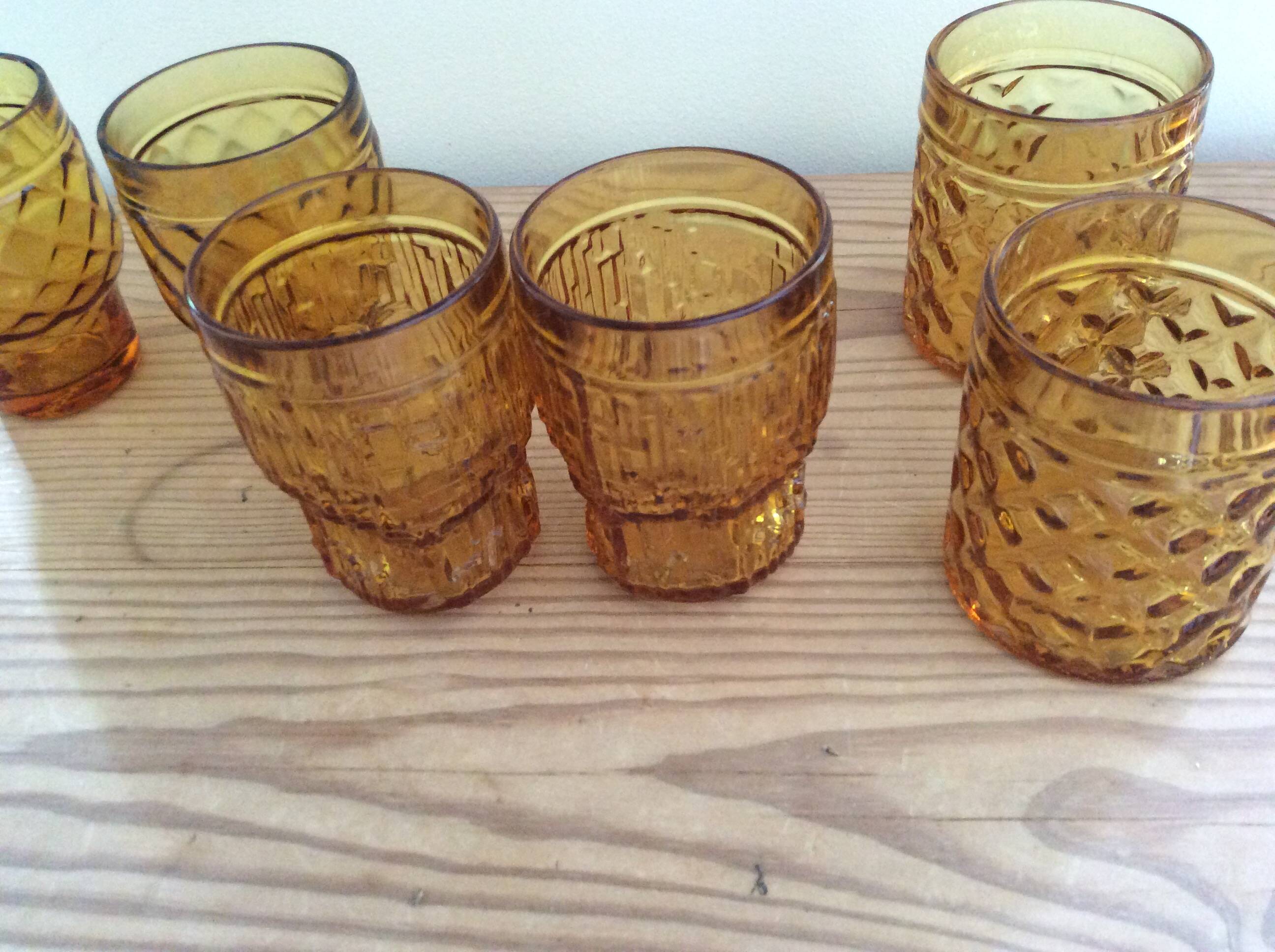 Set of 6 amber glasses