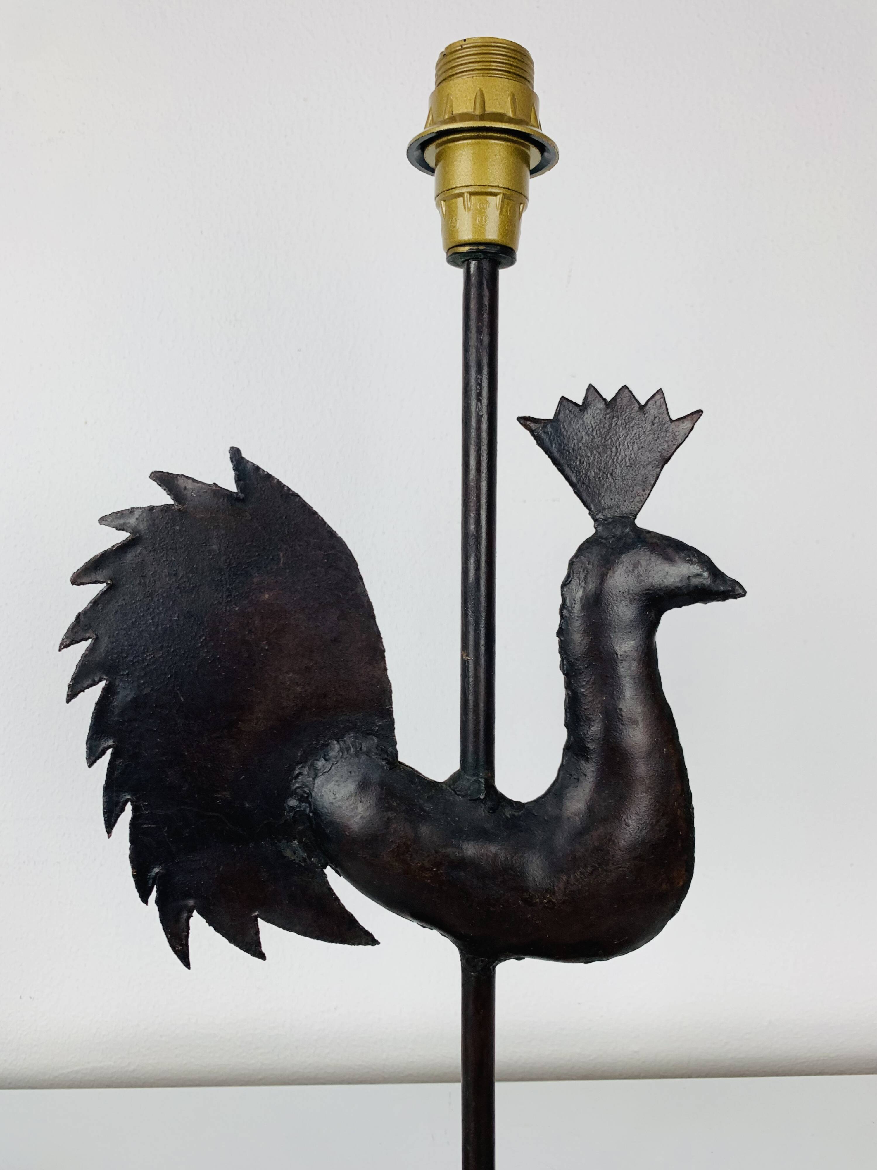 Wrought iron rooster lamp, brutalist, vintage, 1970