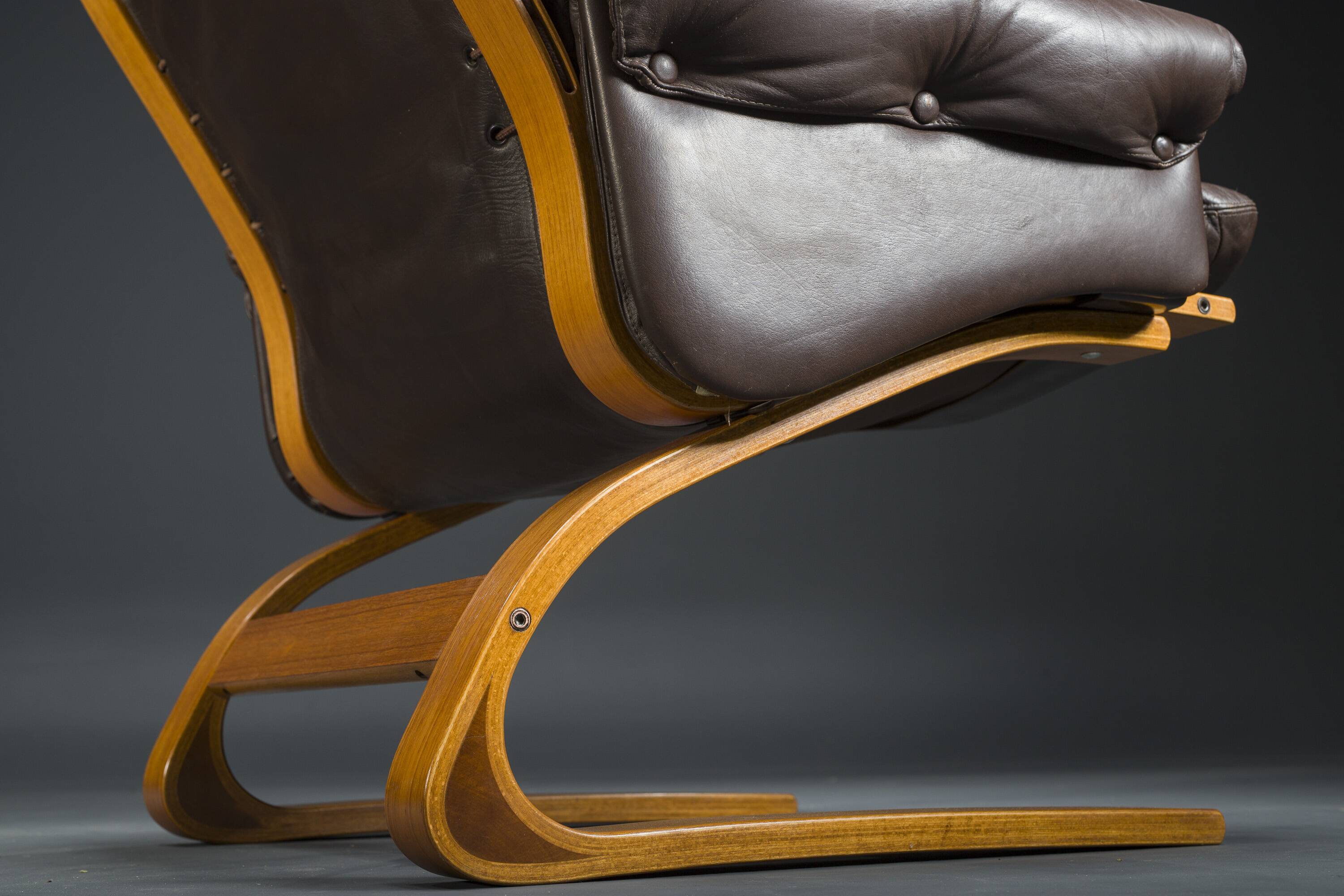 Brown Leather Armchairs by Elsa & Nordahl Solheim for Rybo Rykken & Co., 1970s, Set of 2