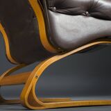 Brown Leather Armchairs by Elsa & Nordahl Solheim for Rybo Rykken & Co., 1970s, Set of 2