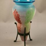 Glass paste vase with bronze base