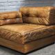 Cognac leather patchwork modular sofa or daybeds, 1970s