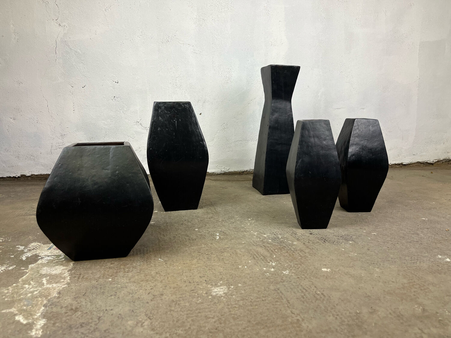 Set of glazed terracotta vases