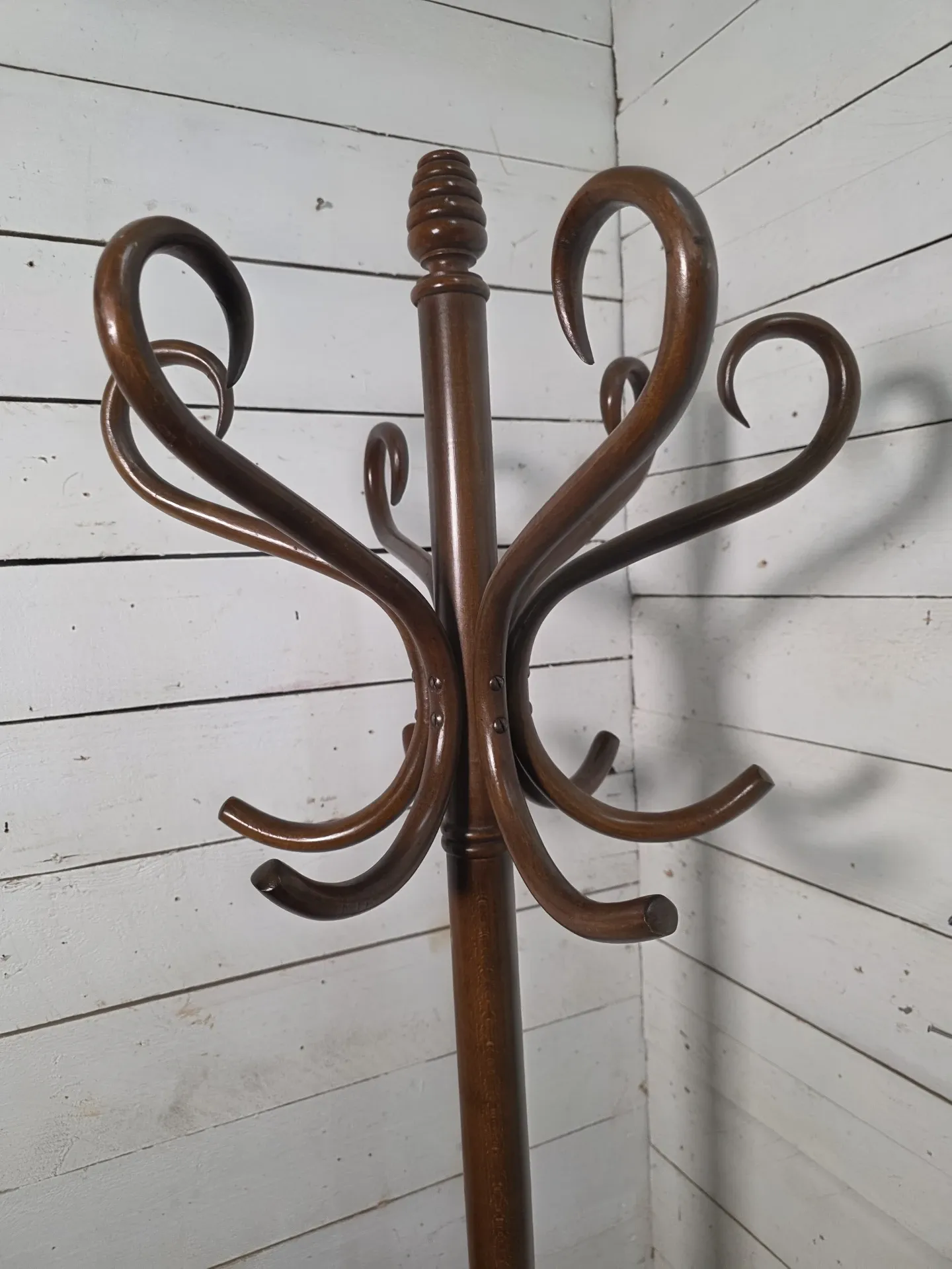 Curved antique wooden parrot
