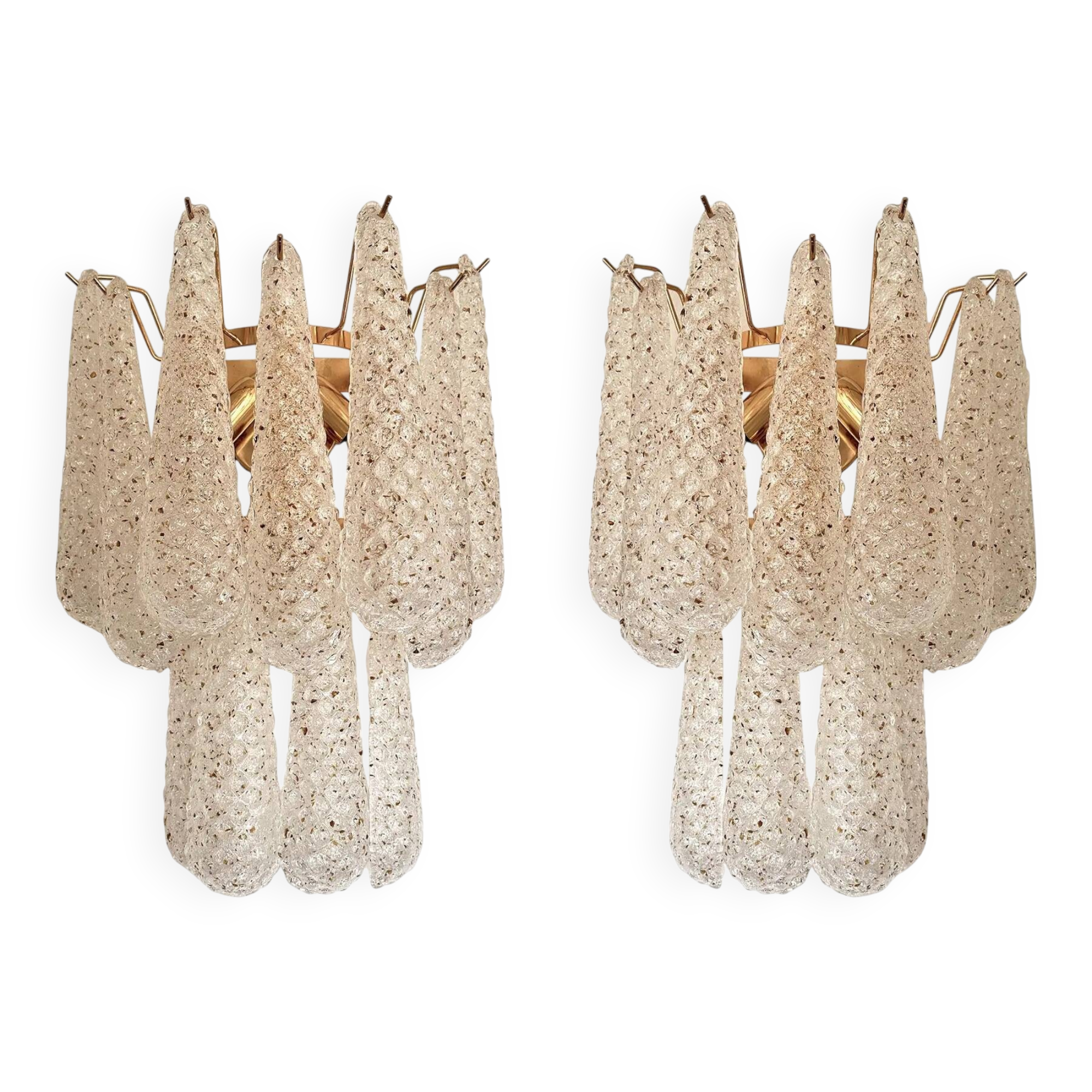 Contemporary Modern “Conchiglie” Murano Glass Gold Wall Sconce - Set of Two