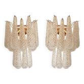 Contemporary Modern “Conchiglie” Murano Glass Gold Wall Sconce - Set of Two