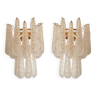 Contemporary Modern “Conchiglie” Murano Glass Gold Wall Sconce - Set of Two