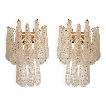 Contemporary Modern “Conchiglie” Murano Glass Gold Wall Sconce - Set of Two