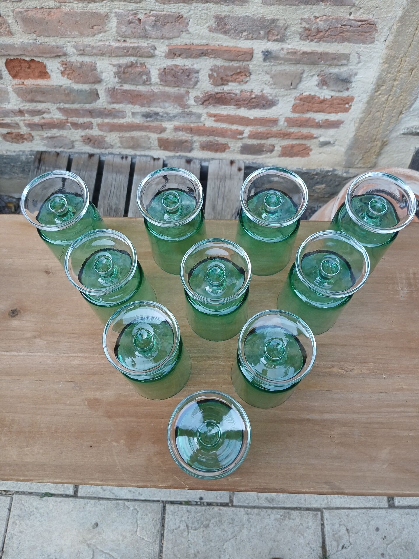 10 antique Luminarc stemmed glasses