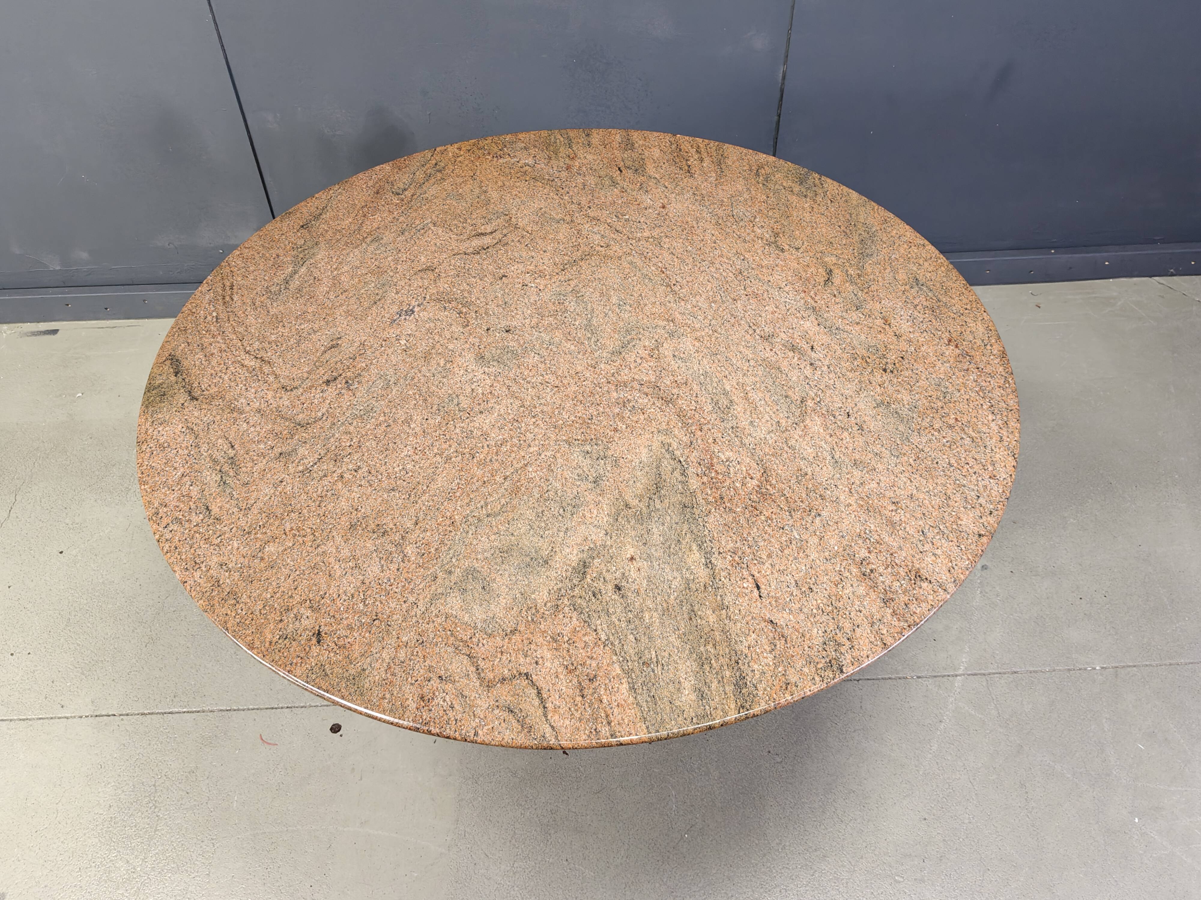 Vintage round granite dining table, 1970s