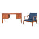 Teak desk and walnut armchair