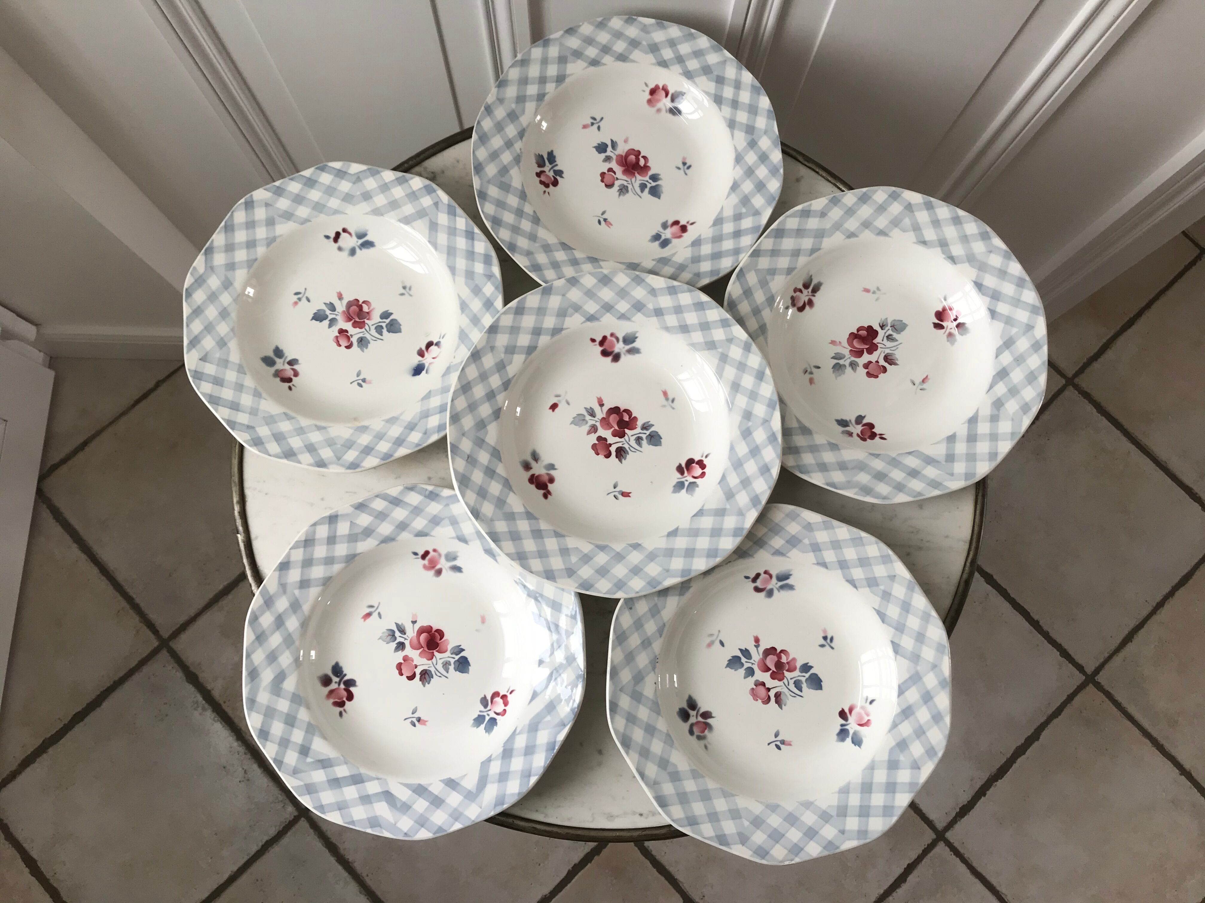 set of 6 hollow plates Digoin Sarreguemines model "Bastia" years 30-40