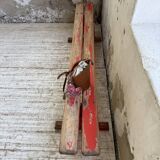 1950s oak bench with red patina, 2m