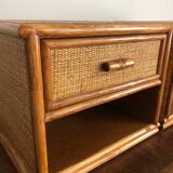 Pair of rattan bedside tables