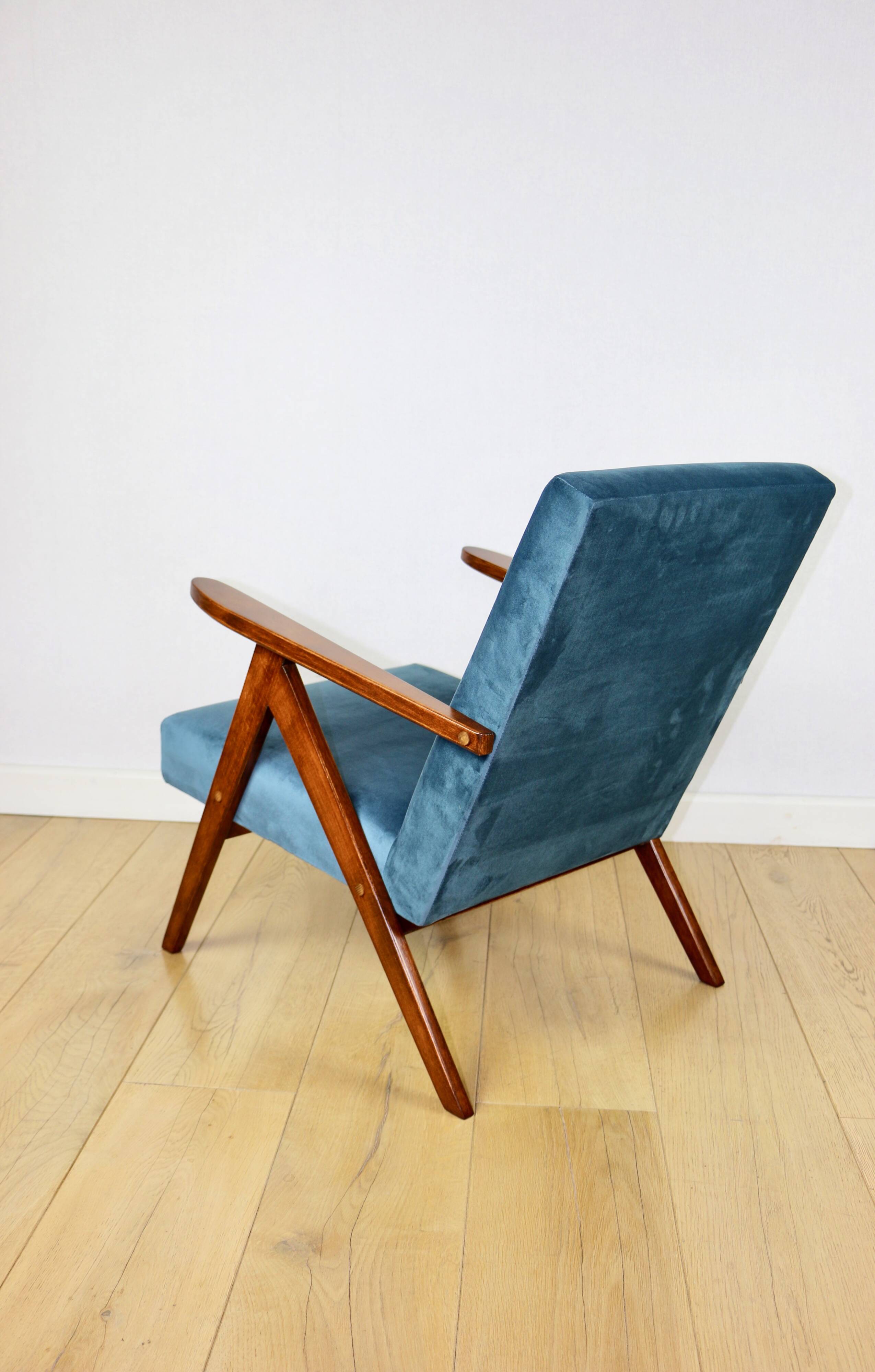 Fauteuil B-310 VAR en velours bleu mer - 2 pièces disponibles