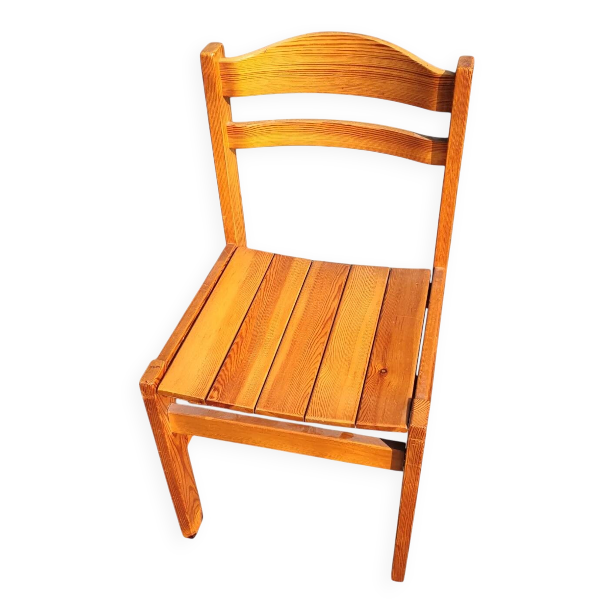 4 chaises de salle à manger en pin des années 1970