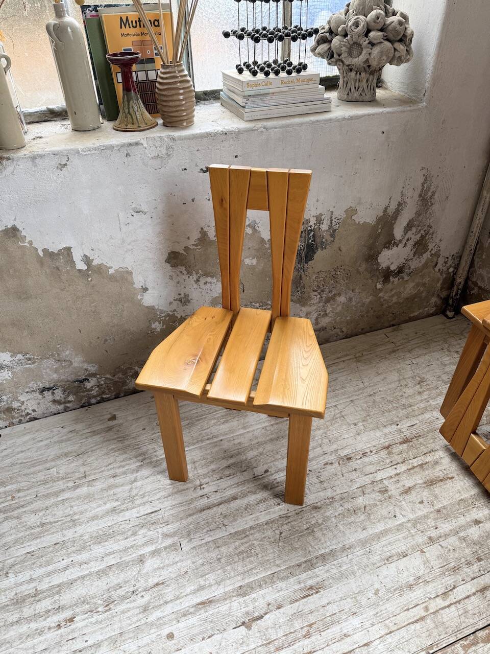 Set of 6 solid oak Seiltz chairs